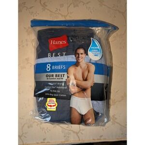 Hanes Best Mens 8 Pack Tagless Briefs Blue Navy Comfort Flex Waistband Large